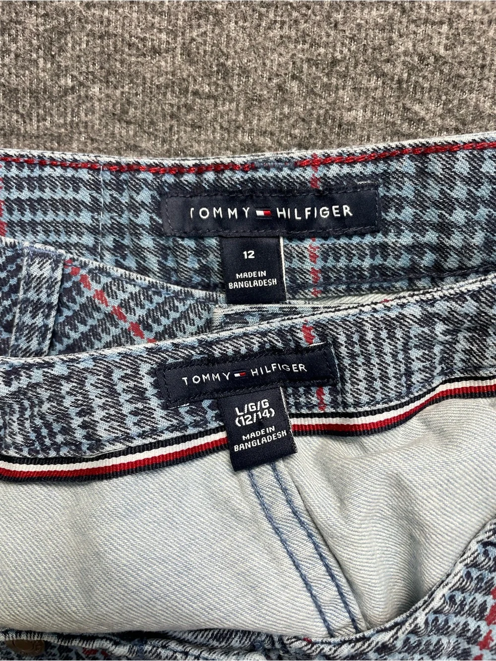 Tommy Hilfiger Denim Houndstooth Vest Skirt Set Girl L 12/14 Y2K Preppy Clueless